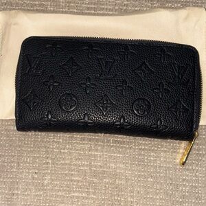 Zip around Black Embossed Wallet